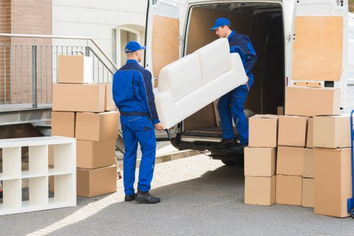 Specialist handling equipment used for a grand piano move in Sutton