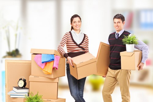 Office items being transported during a local relocation in Sutton