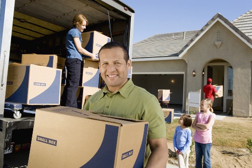 Boxes and household items prepared for a Sutton house relocation