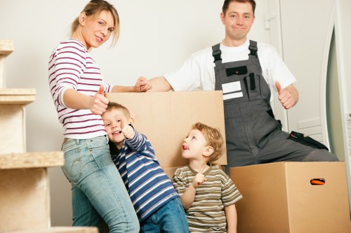 Packed boxes and furniture prepared for a local Sutton home move